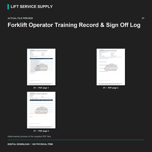 Forklift Operator Training Record & Sign-Off Log - Actual form preview with logo watermark