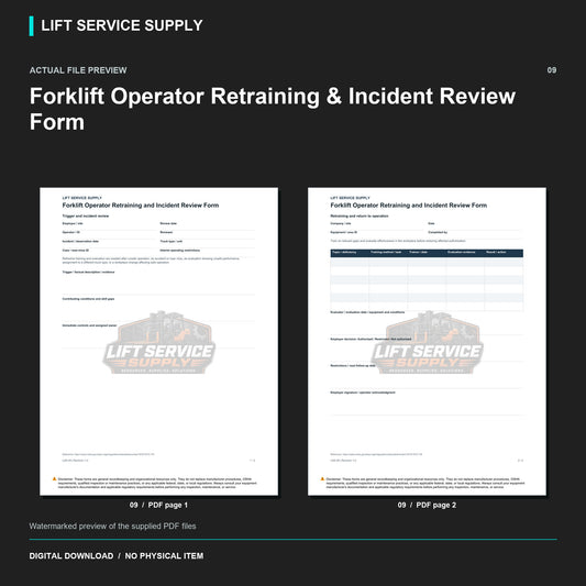 Forklift Operator Retraining & Incident Review Form - Actual form preview with logo watermark