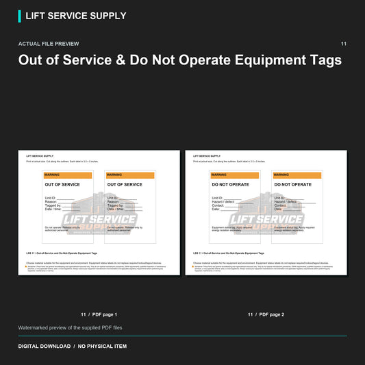 Out-of-Service & Do-Not-Operate Equipment Tags - Actual form preview with logo watermark