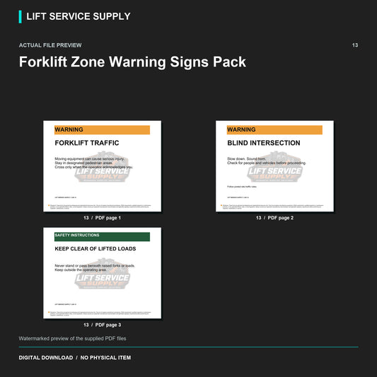 Forklift Zone Warning Signs Pack - Actual form preview with logo watermark