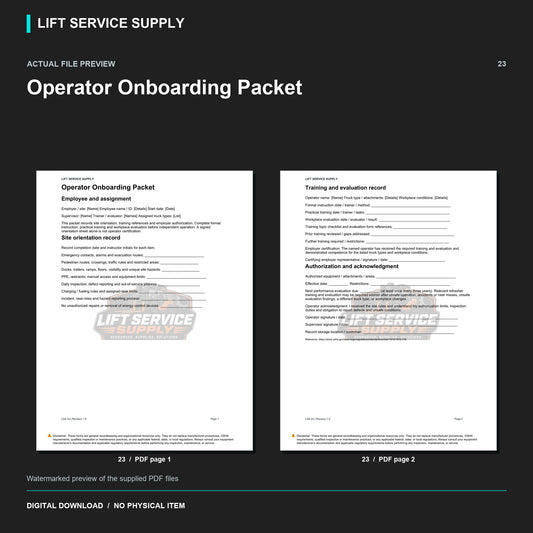 Operator Onboarding Packet - Actual form preview with logo watermark