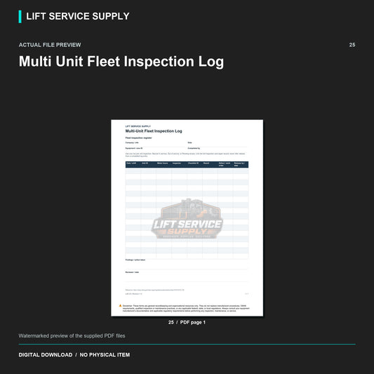 Multi-Unit Fleet Inspection Log - Actual form preview with logo watermark