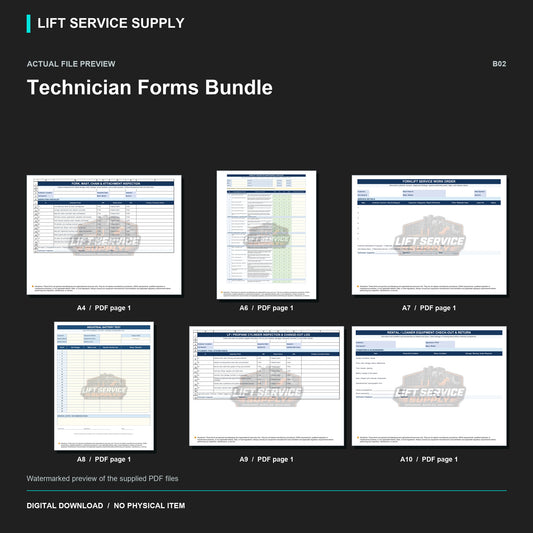 Technician Forms Bundle - Actual form preview with logo watermark