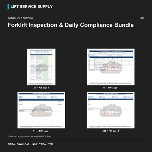 Forklift Inspection & Daily Compliance Bundle - Actual form preview with logo watermark