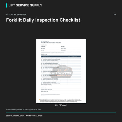 Forklift Daily Inspection Checklist - Actual form preview with logo watermark