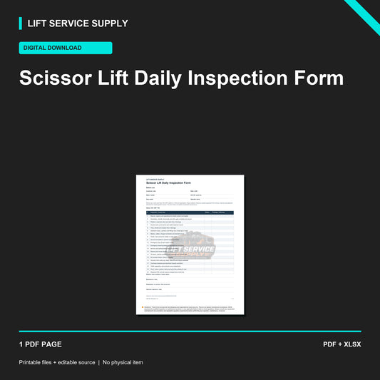 Scissor Lift Daily Inspection Form - Product cover