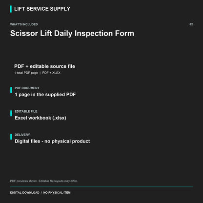 Scissor Lift Daily Inspection Form - Included files