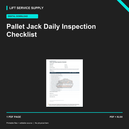 Pallet Jack Daily Inspection Checklist - Product cover