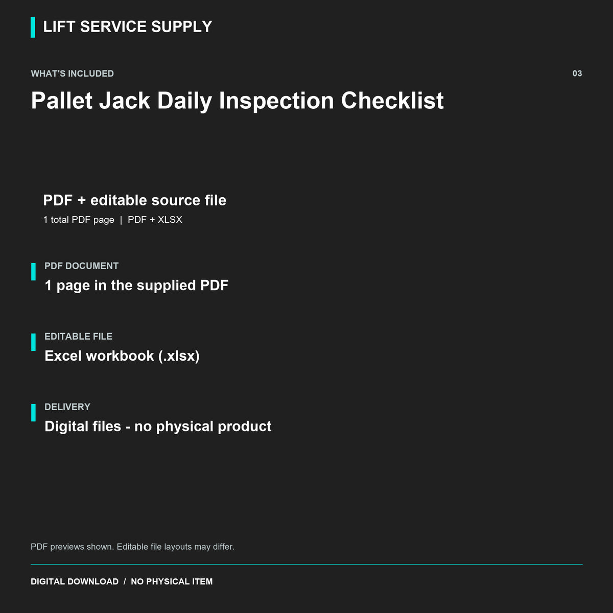Pallet Jack Daily Inspection Checklist - Included files