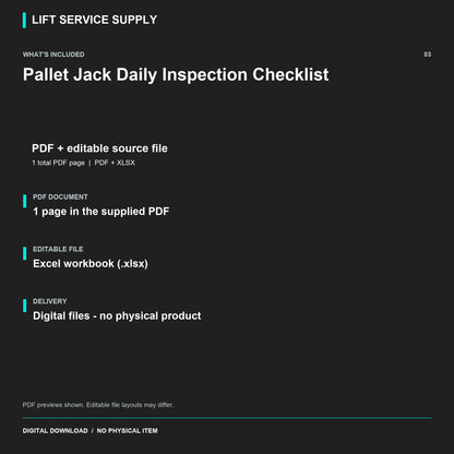 Pallet Jack Daily Inspection Checklist - Included files