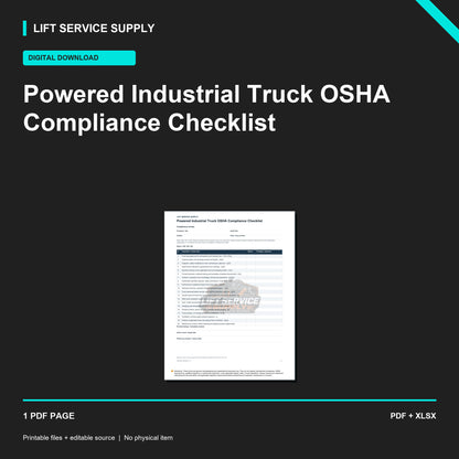 Powered Industrial Truck OSHA Compliance Checklist - Product cover