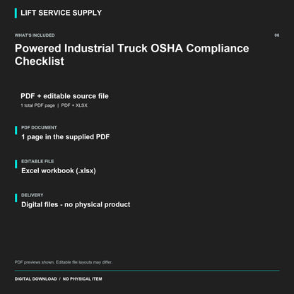 Powered Industrial Truck OSHA Compliance Checklist - Included files