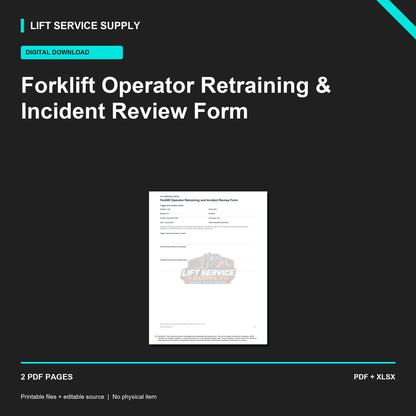Forklift Operator Retraining & Incident Review Form - Product cover
