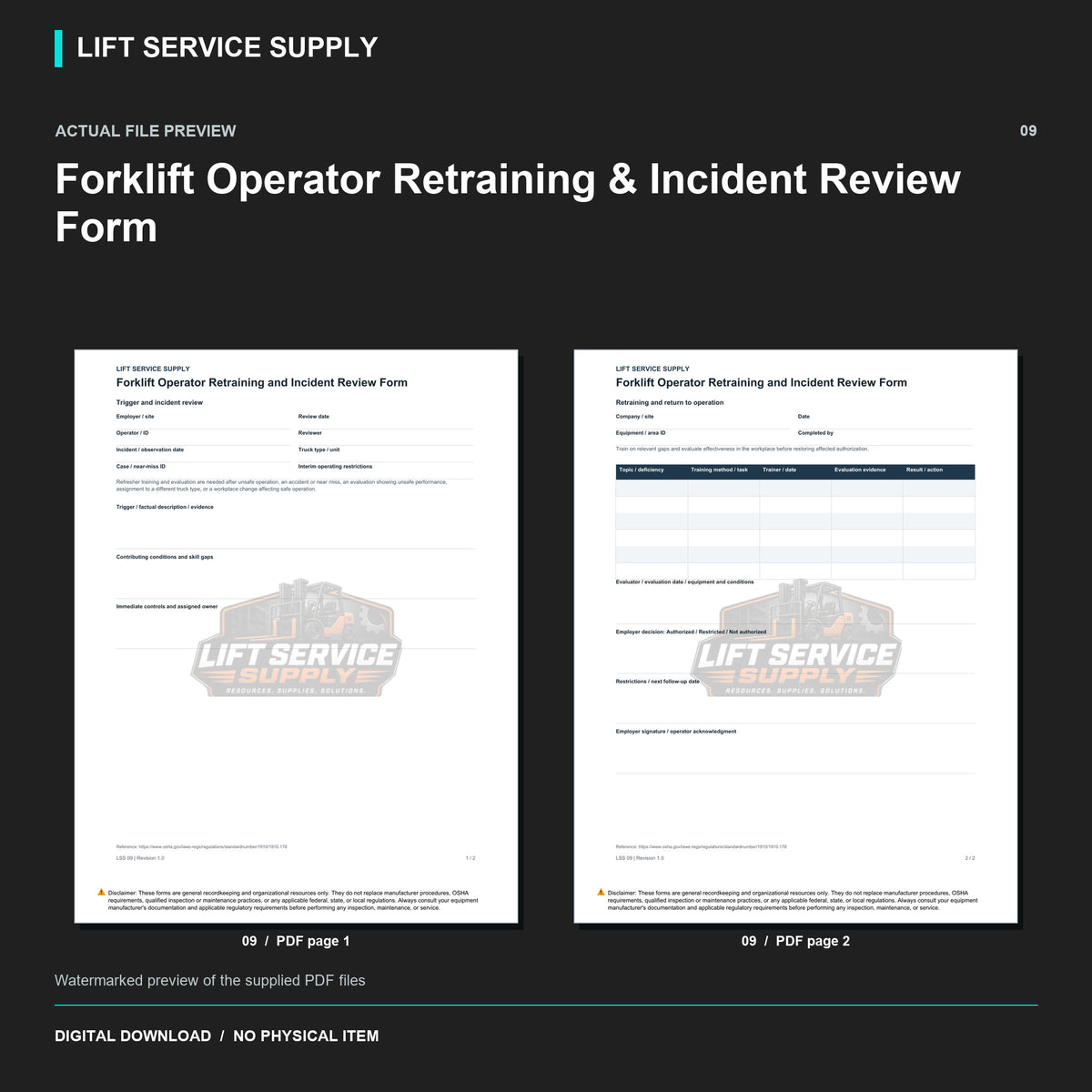 Forklift Operator Retraining & Incident Review Form - Actual form preview with logo watermark
