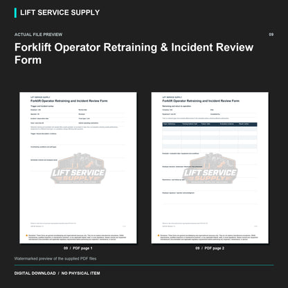 Forklift Operator Retraining & Incident Review Form - Actual form preview with logo watermark