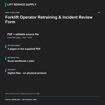 Forklift Operator Retraining & Incident Review Form - Included files