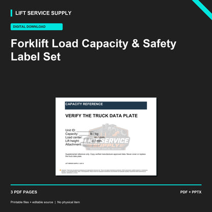 Forklift Load Capacity & Safety Label Set - Product cover