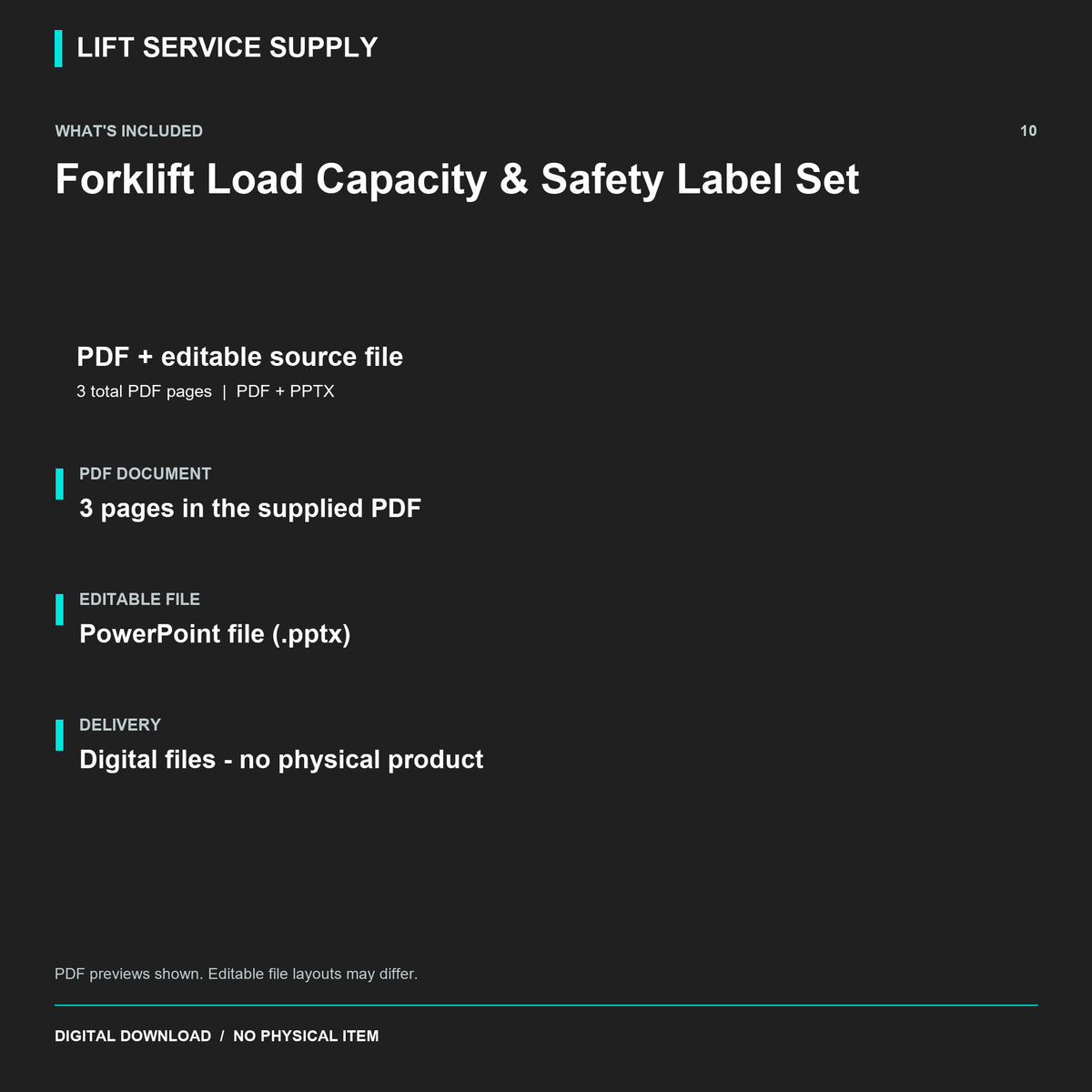 Forklift Load Capacity & Safety Label Set - Included files