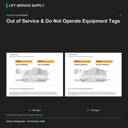 Out-of-Service & Do-Not-Operate Equipment Tags - Actual form preview with logo watermark
