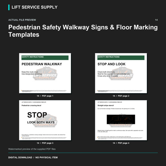 Pedestrian Safety Walkway Signs & Floor Marking Templates - Actual form preview with logo watermark