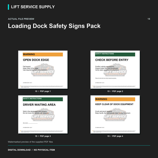 Loading Dock Safety Signs Pack - Actual form preview with logo watermark
