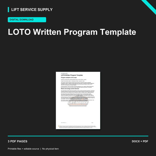 LOTO Written Program Template (29 CFR 1910.147) - Product cover