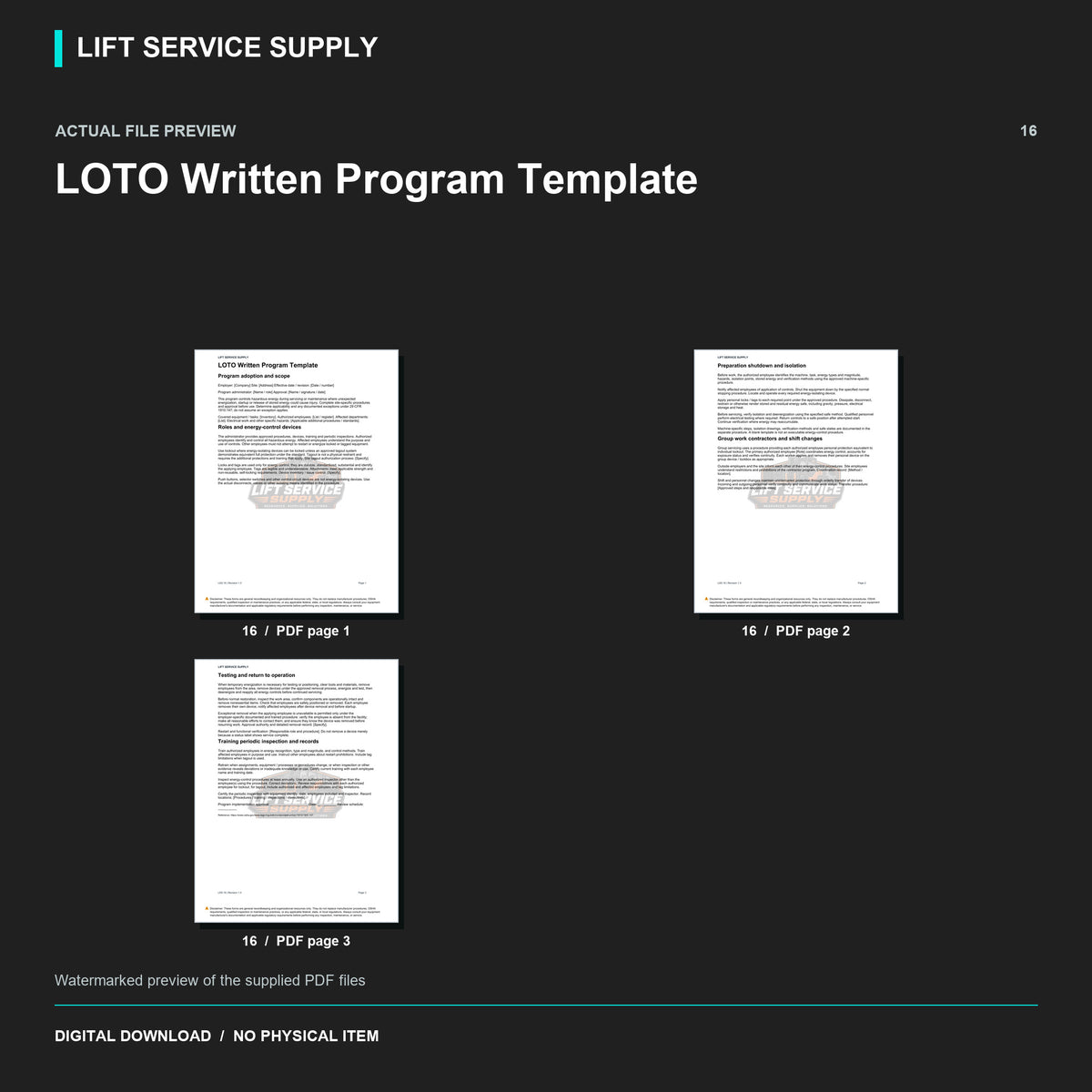 LOTO Written Program Template (29 CFR 1910.147) - Actual form preview with logo watermark