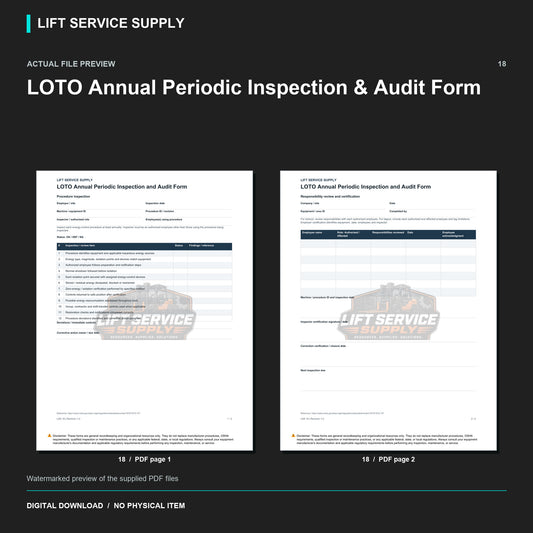 LOTO Annual Periodic Inspection & Audit Form - Actual form preview with logo watermark