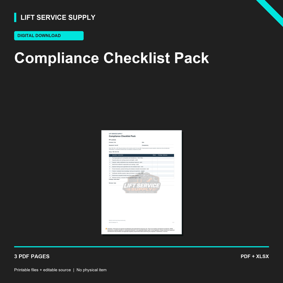 Compliance Checklist Pack - Product cover