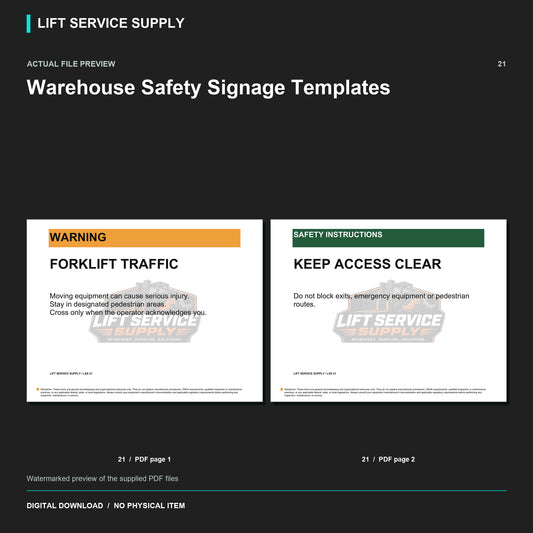 Warehouse Safety Signage Templates - Actual form preview with logo watermark