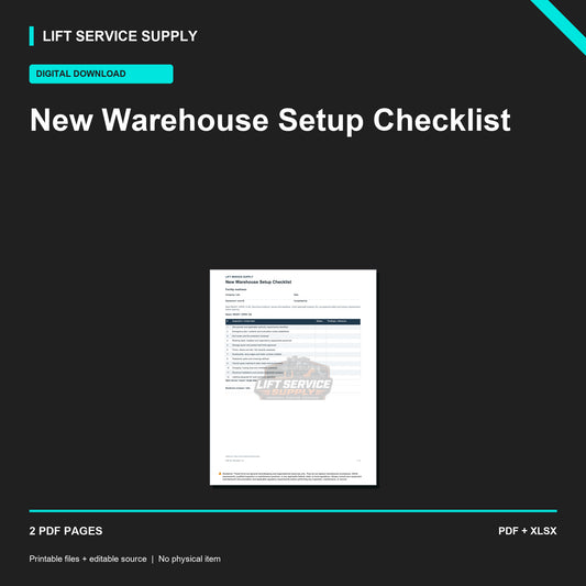 New Warehouse Setup Checklist - Product cover