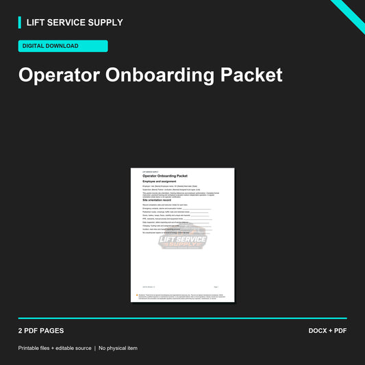 Operator Onboarding Packet - Product cover