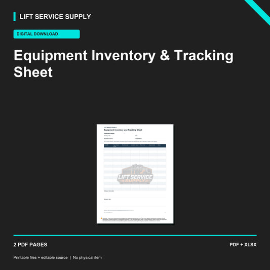 Equipment Inventory & Tracking Sheet - Product cover