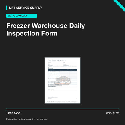 Freezer Warehouse Daily Inspection Form - Product cover