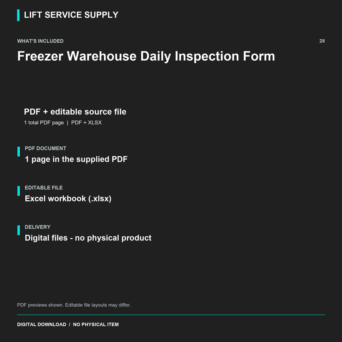 Freezer Warehouse Daily Inspection Form - Included files