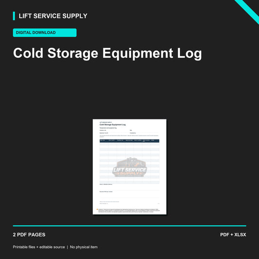 Cold Storage Equipment Log - Product cover