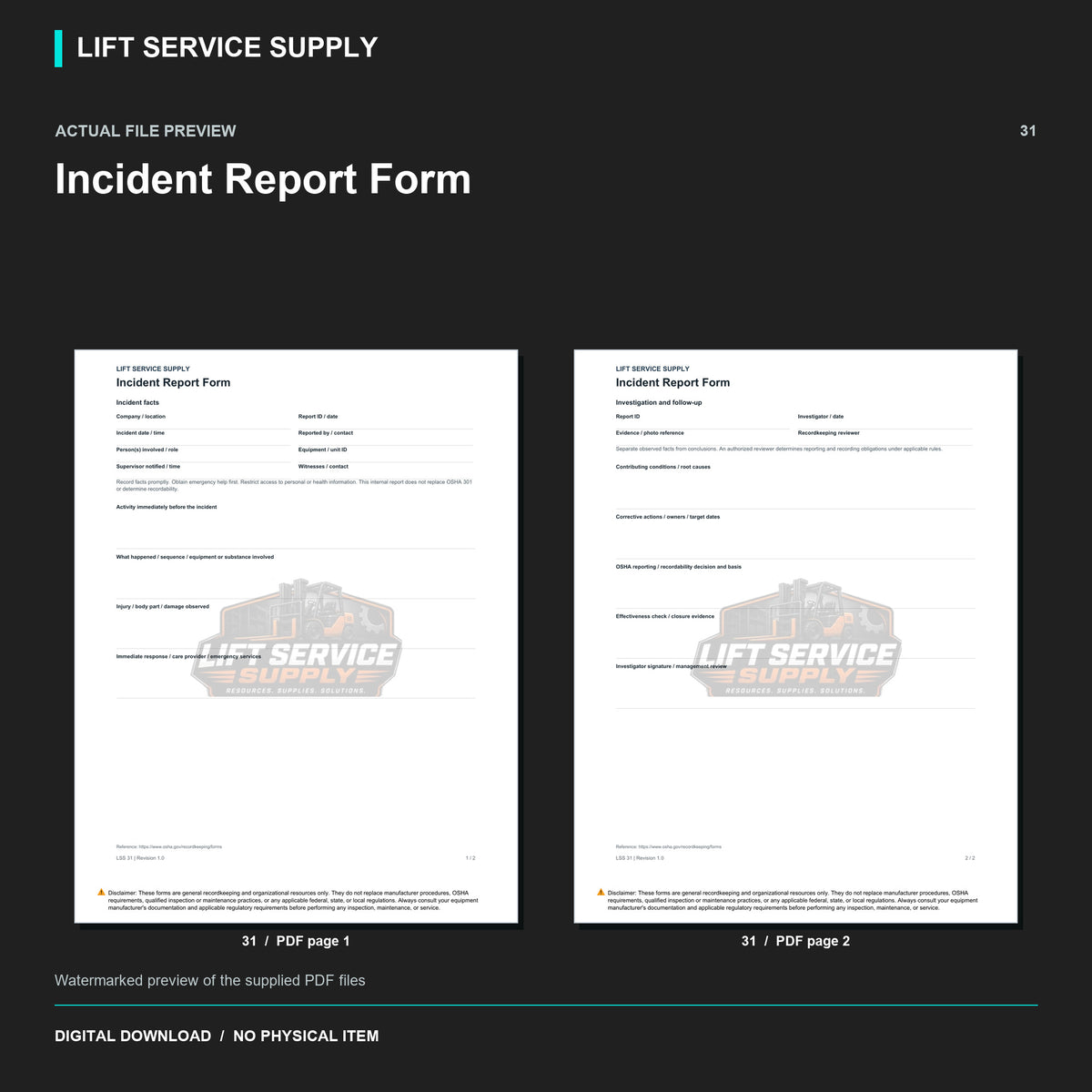 Incident Report Form - Actual form preview with logo watermark