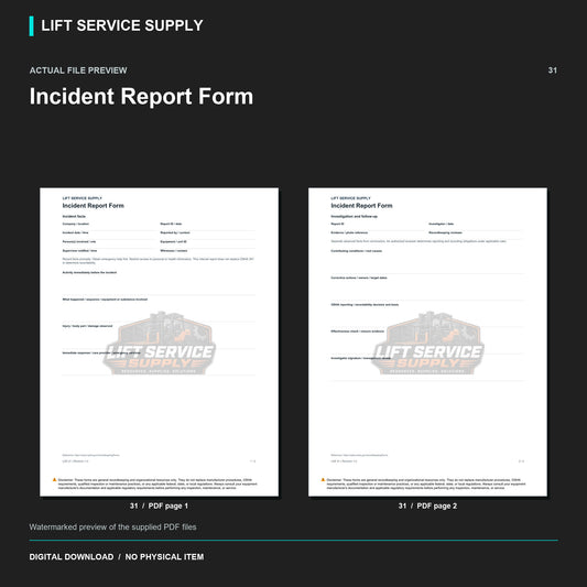 Incident Report Form - Actual form preview with logo watermark