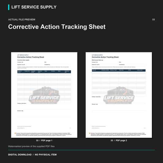 Corrective Action Tracking Sheet - Actual form preview with logo watermark
