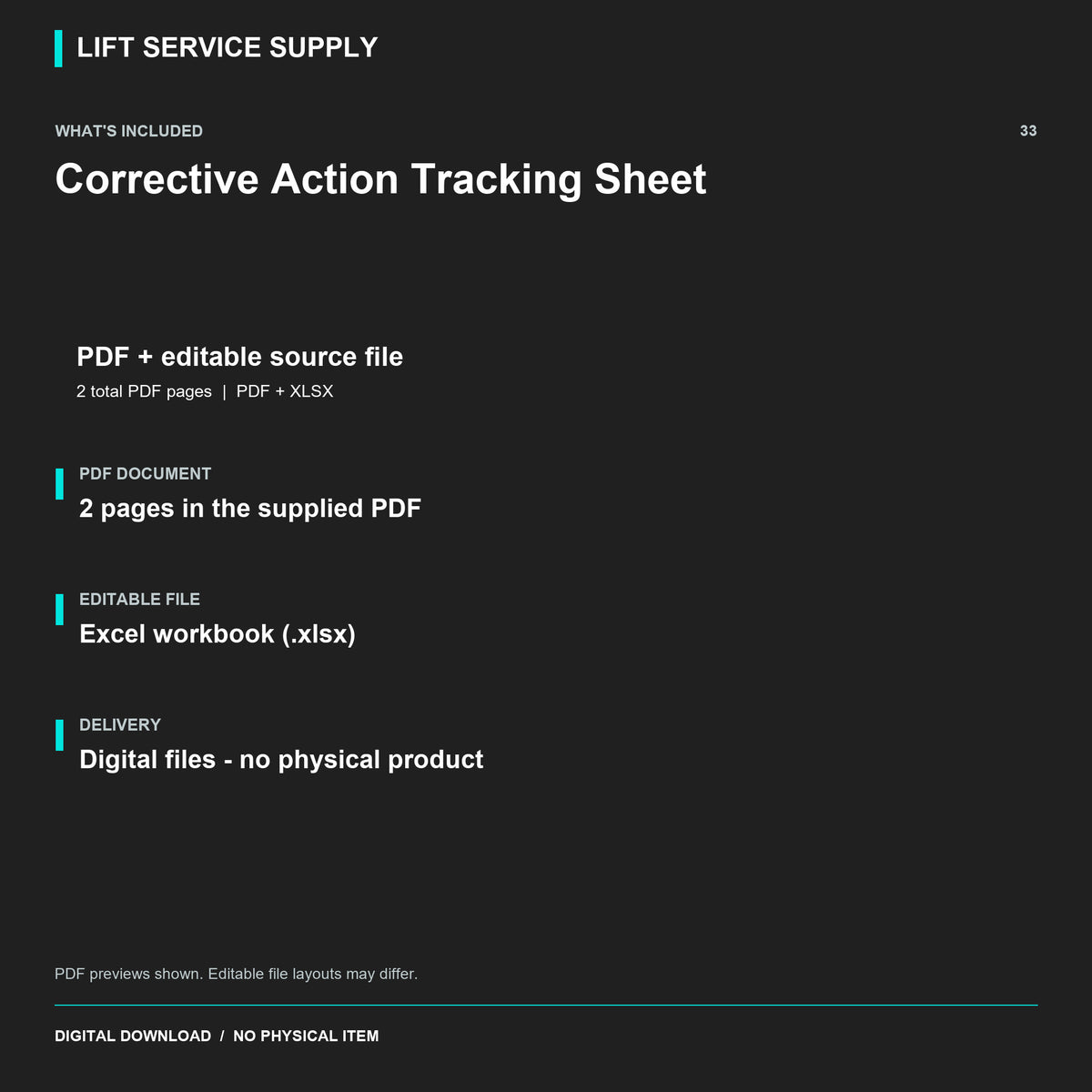 Corrective Action Tracking Sheet - Included files