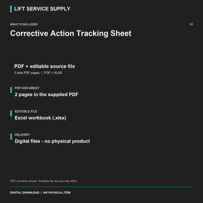 Corrective Action Tracking Sheet - Included files