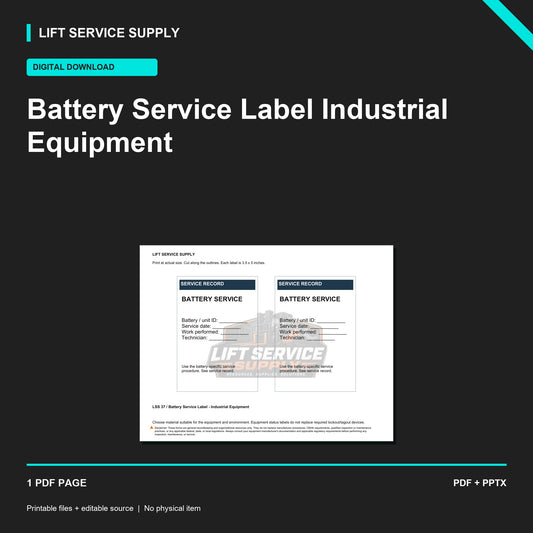 Battery Service Label – Industrial Equipment - Product cover
