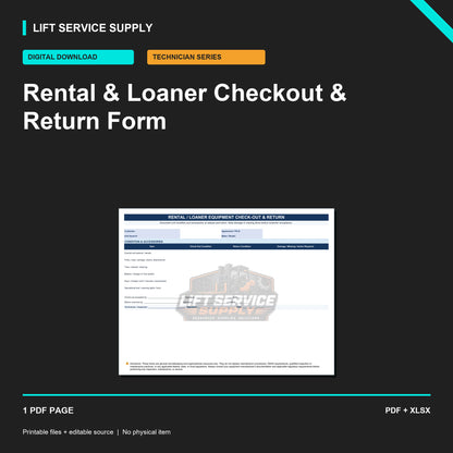 Rental & Loaner Checkout & Return Form - Product cover
