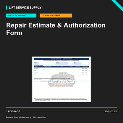 Repair Estimate & Authorization Form - Product cover