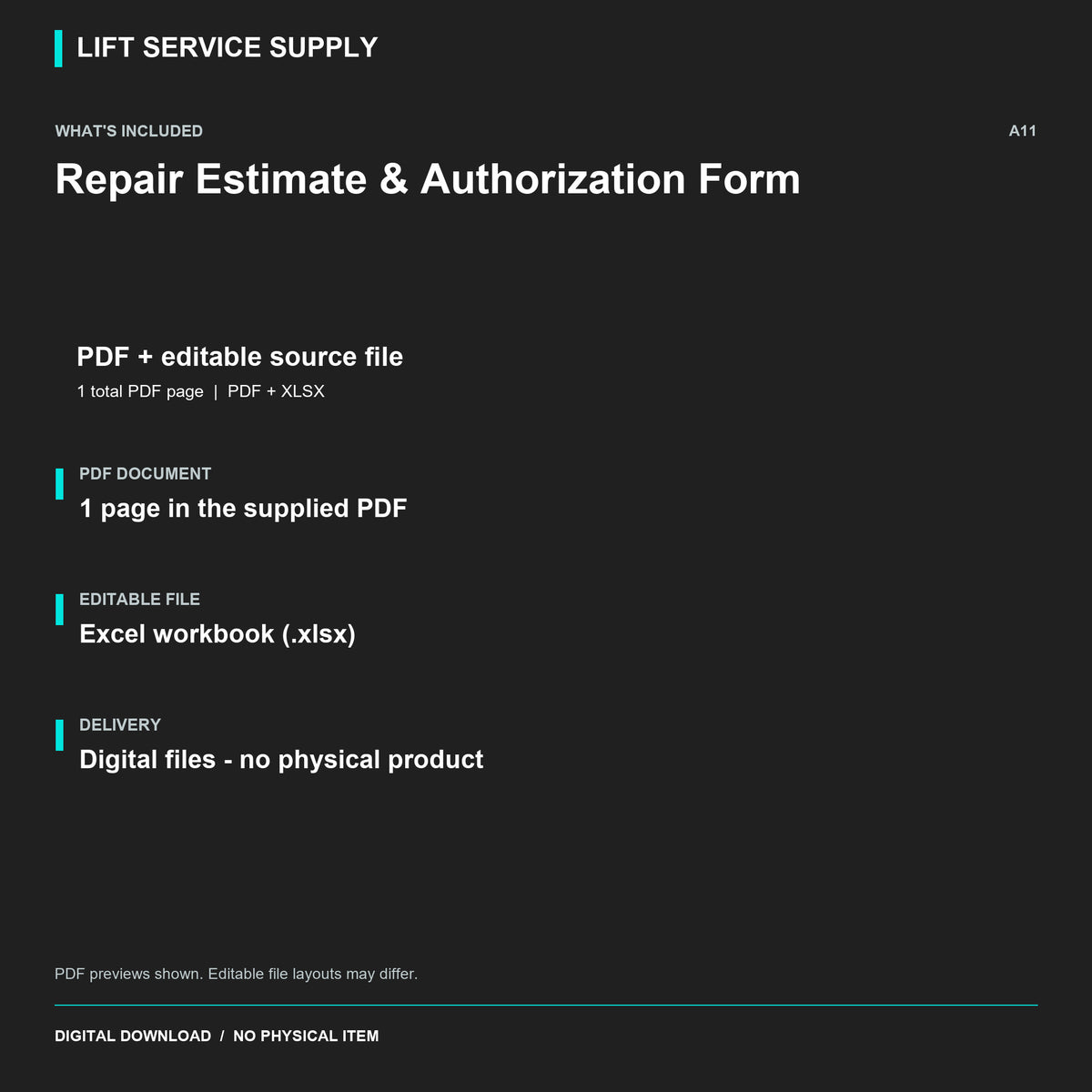 Repair Estimate & Authorization Form - Included files