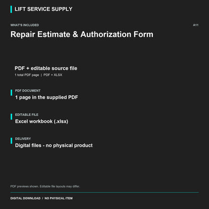 Repair Estimate & Authorization Form - Included files