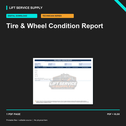 Tire & Wheel Condition Report - Product cover