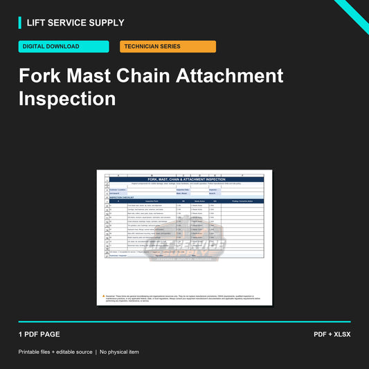 Fork Mast Chain Attachment Inspection - Product cover