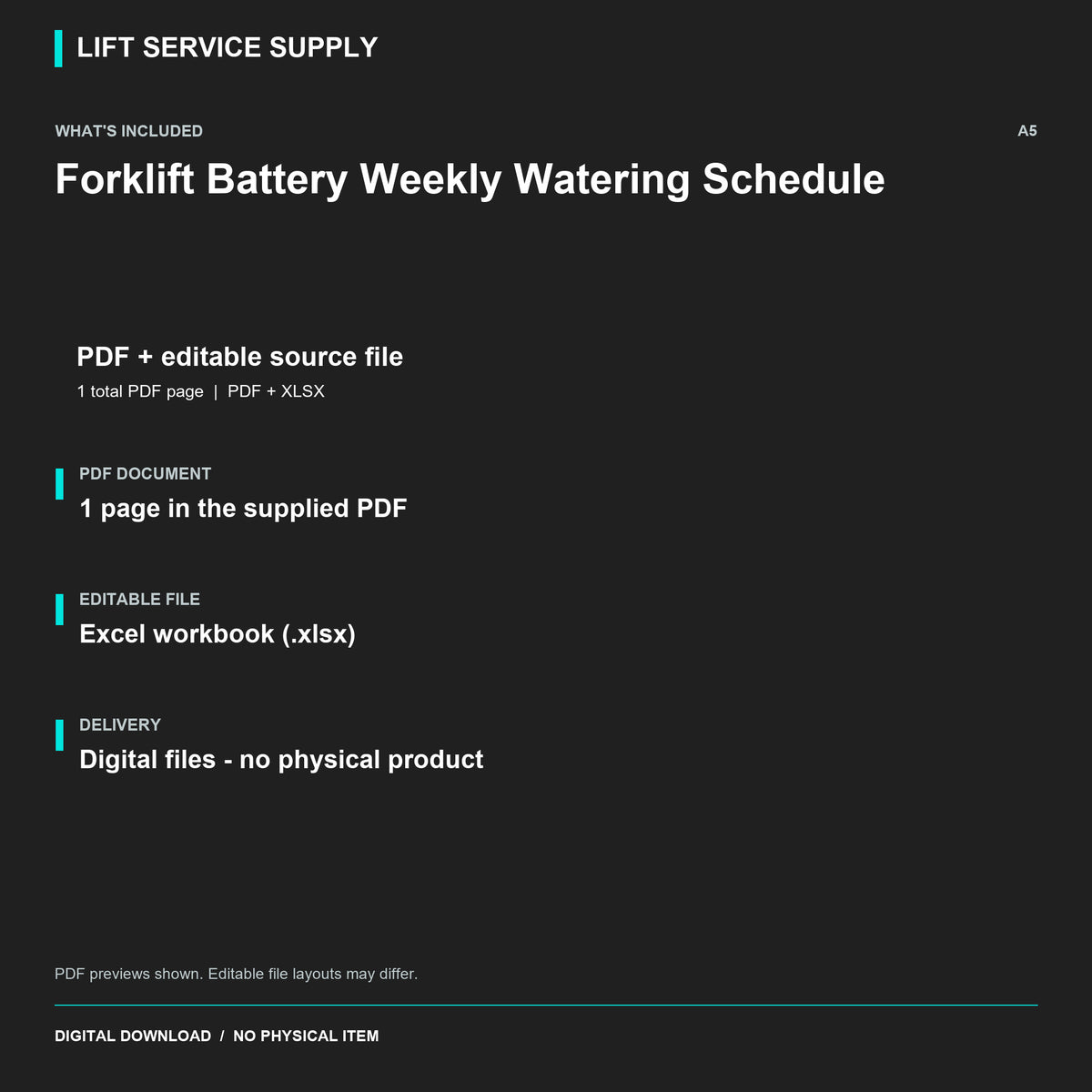 Forklift Battery Weekly Watering Schedule - Included files