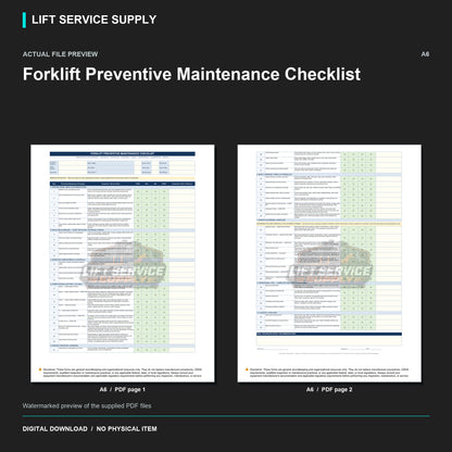 Forklift Preventive Maintenance Checklist - Actual form preview with logo watermark